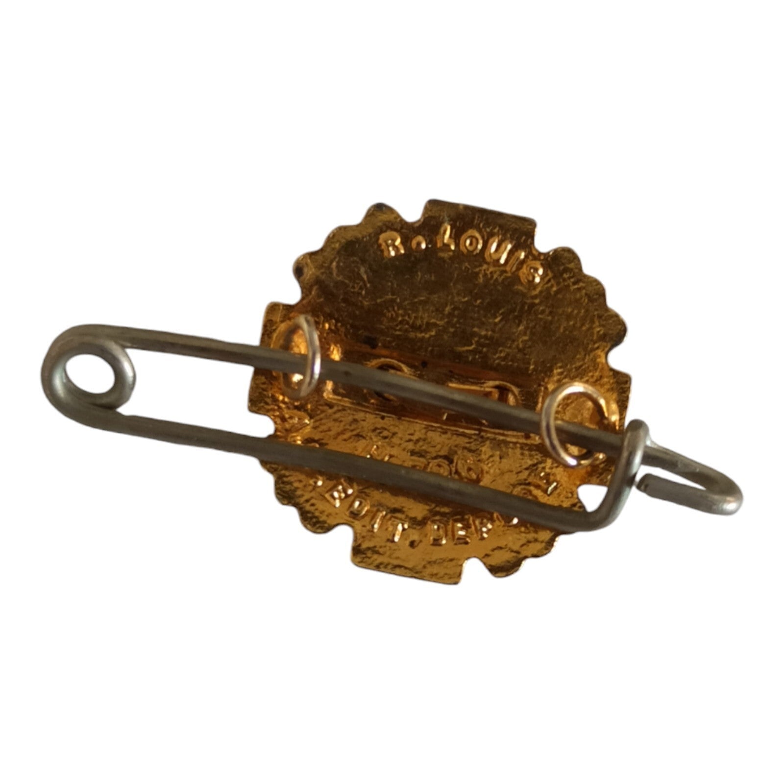 Broche vintage SOS Sang croix rouge dorée émaillée secourisme ancien