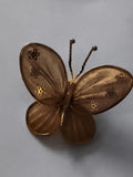 Broche papillon vintage finition dorée filigrane fleurs rétro épingle bijou