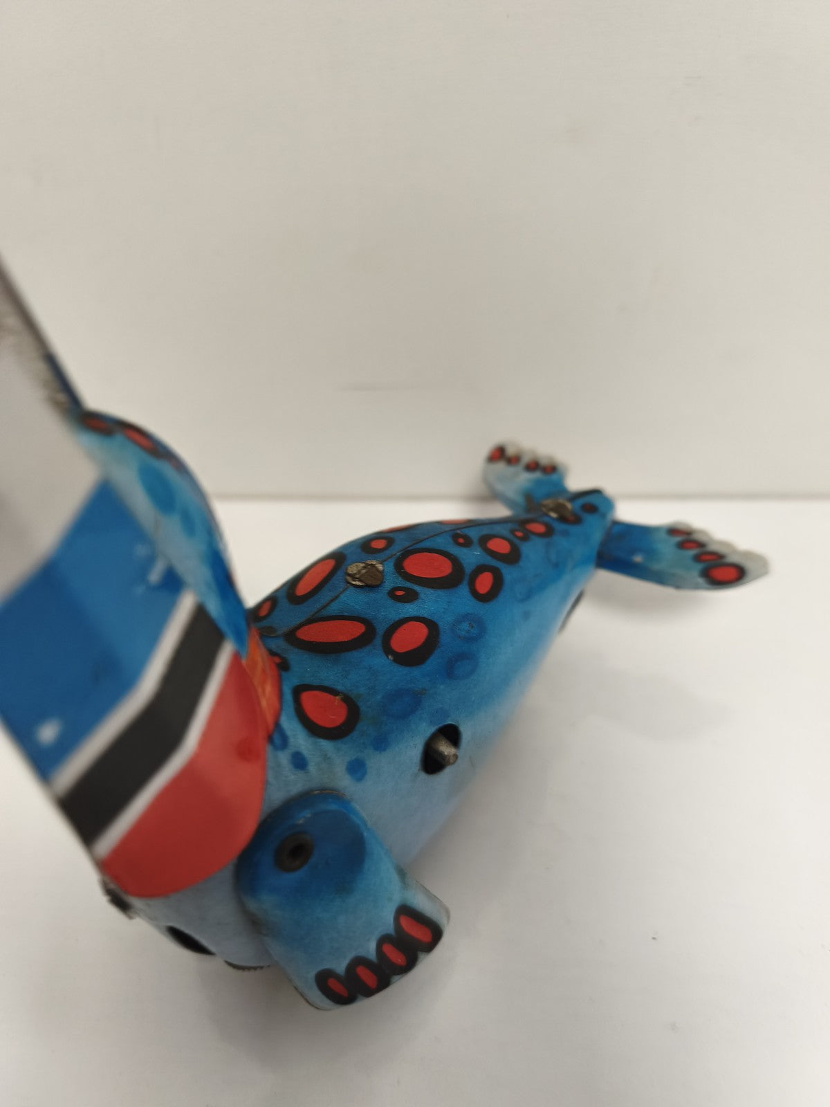 Jouet mécanique phoque cirque tôle peinte, tin toy seal, couleurs vives