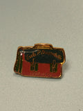 Vintage pin's école cartable émaillé rouge noir, souvenir scolaire, collection