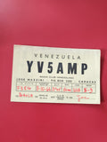 Carte radio QSL YV5AMP Venezuela Radio Club, contact F3EG, 1966, signé Joe