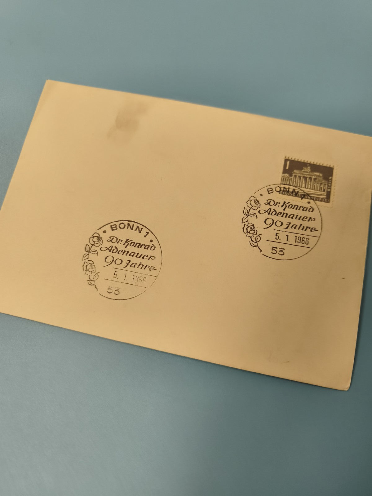 Ancienne enveloppe philatélie Allemagne Bonn 1966 Konrad Adenauer cachet timbre