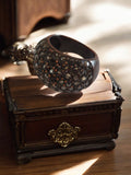Bague large vintage noire à facettes rétro – Fantaisie taille 54 femme