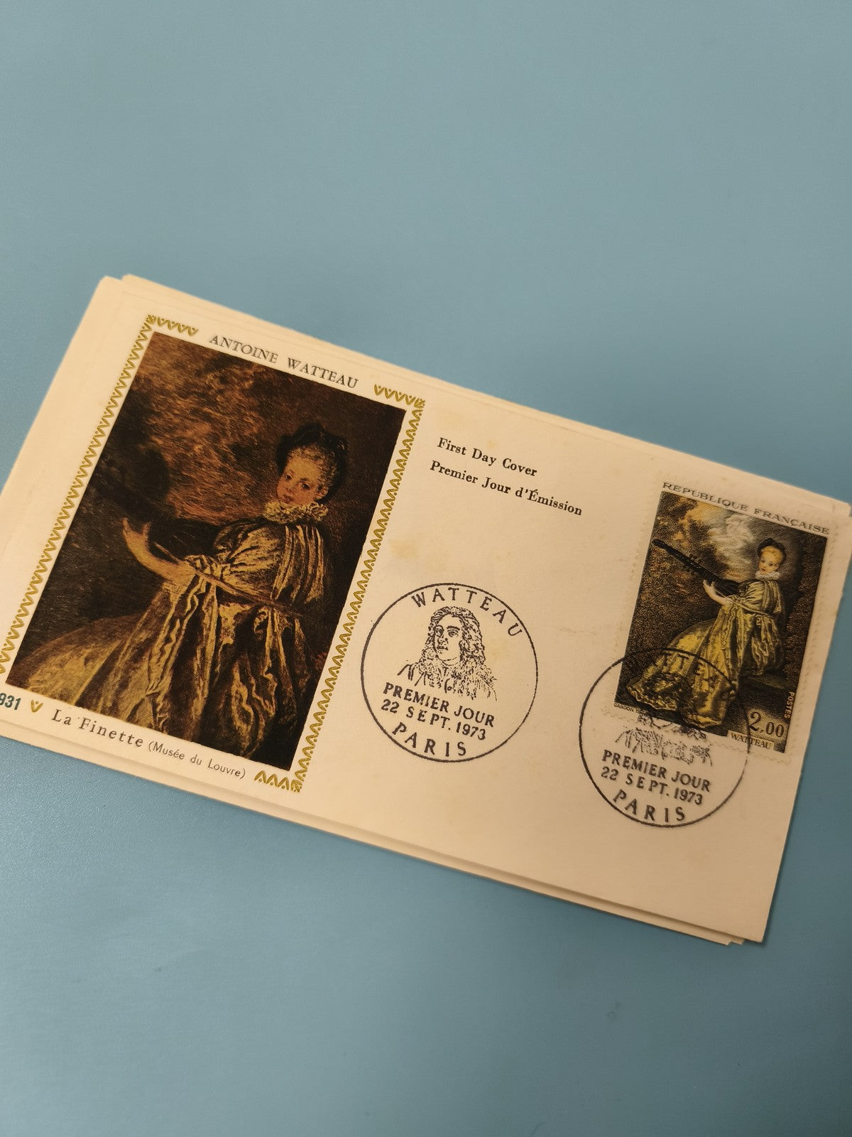 Enveloppe premier jour d?émission FDC Antoine Watteau La Finette Paris 1973