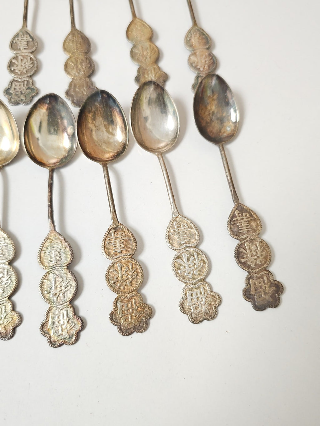 Lot de cuillères chinoises anciennes en argent vintage 97g collection rétro