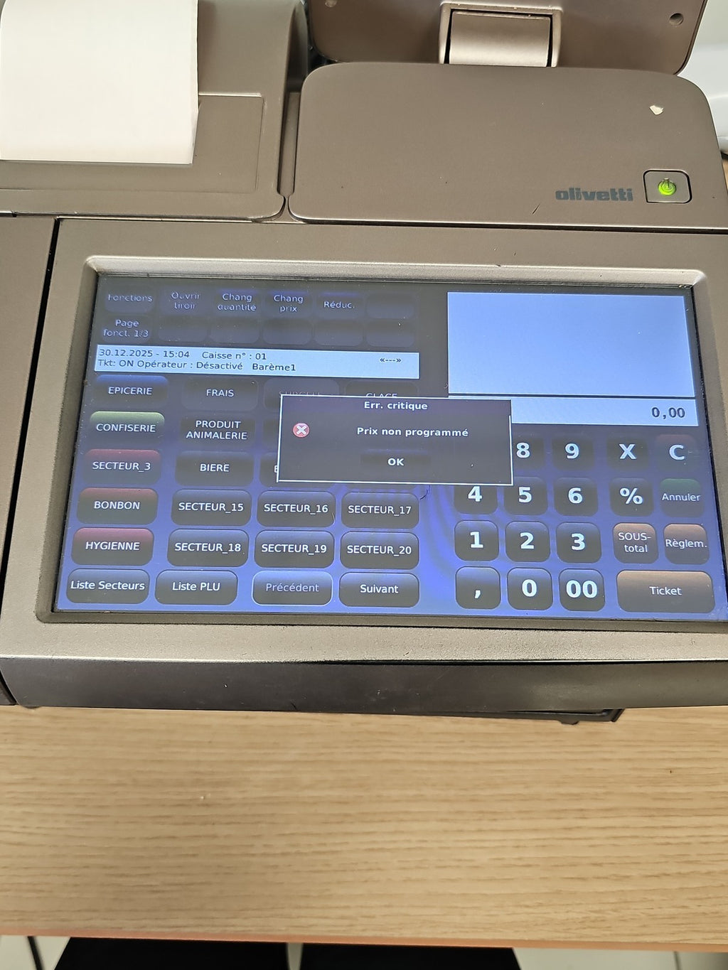 Caisse enregistreuse tactile Olivetti Nettun 7000 HS, écran, tiroir, pièces déta