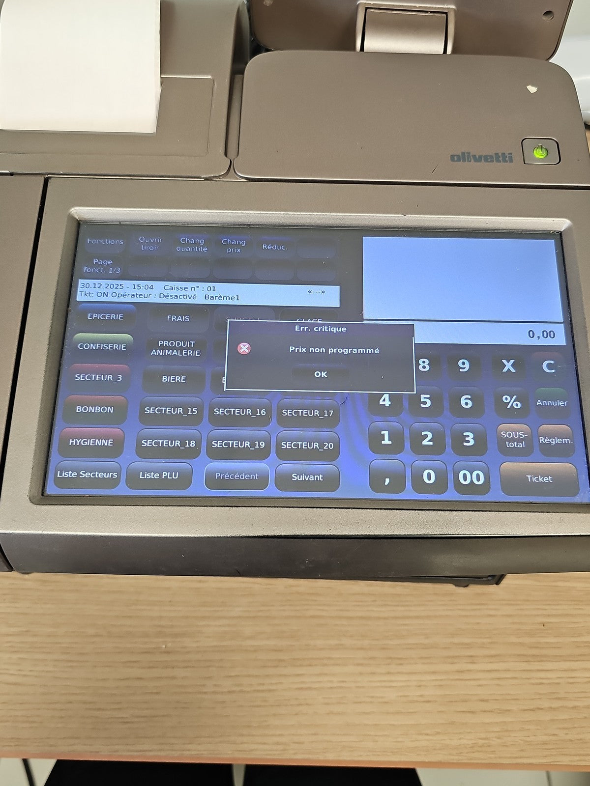 Caisse enregistreuse tactile Olivetti Nettun 7000 HS, écran, tiroir, pièces déta