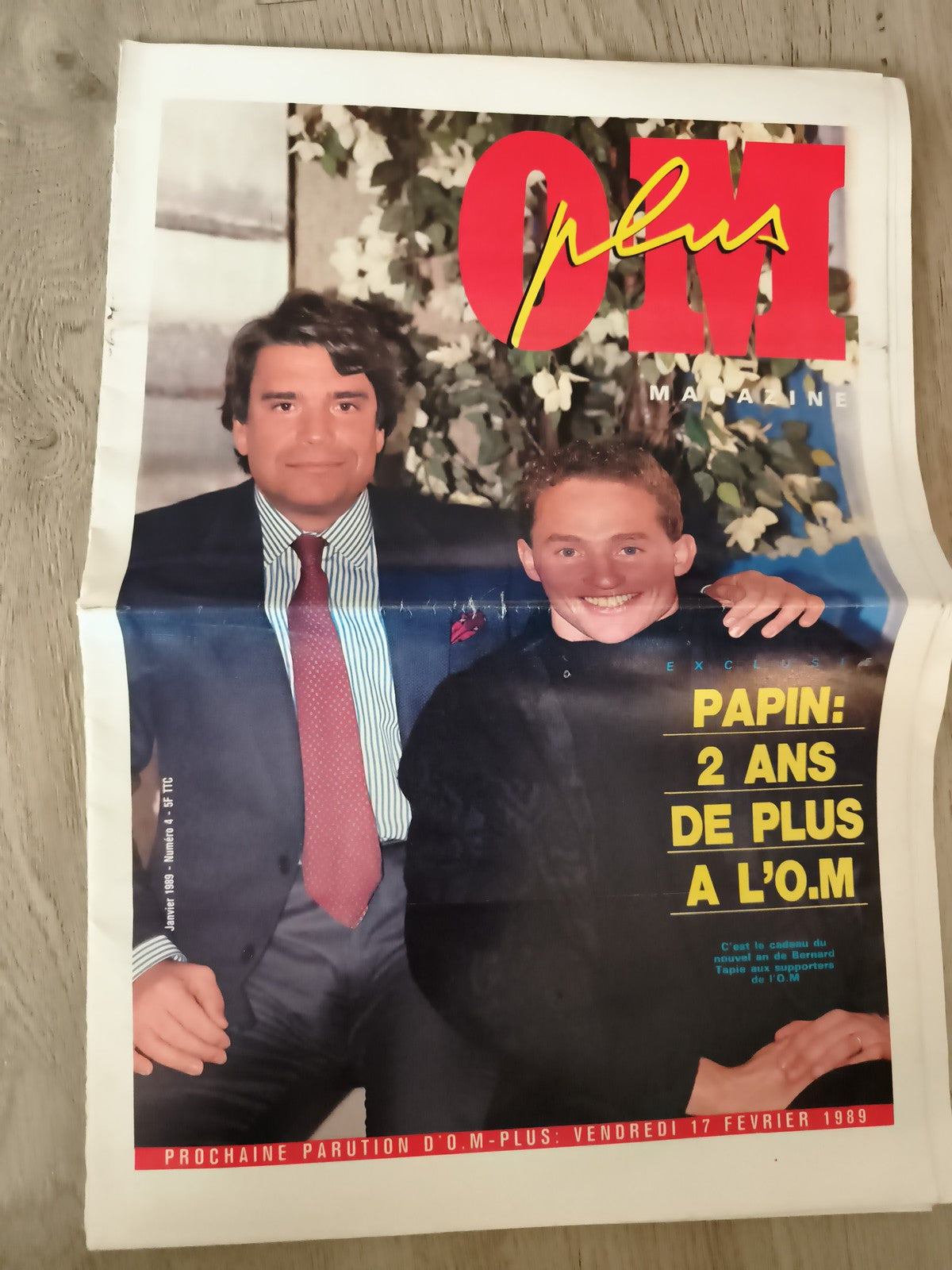 Ancien journal OM Plus magazine Papin Tapie 1989 football vintage