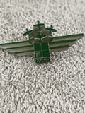 Pin's vintage ECCO aviation ailée vert métal émaillé ancien badge avion