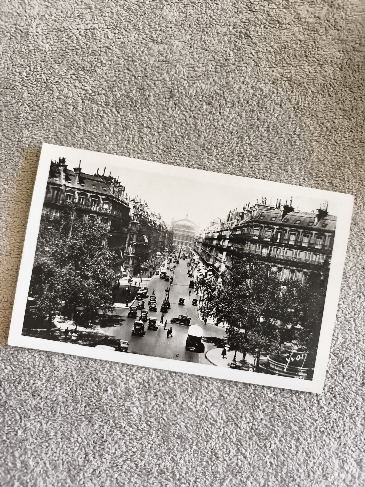 CPA Paris Boulevard Haussmann Opéra photo noir et blanc années 30