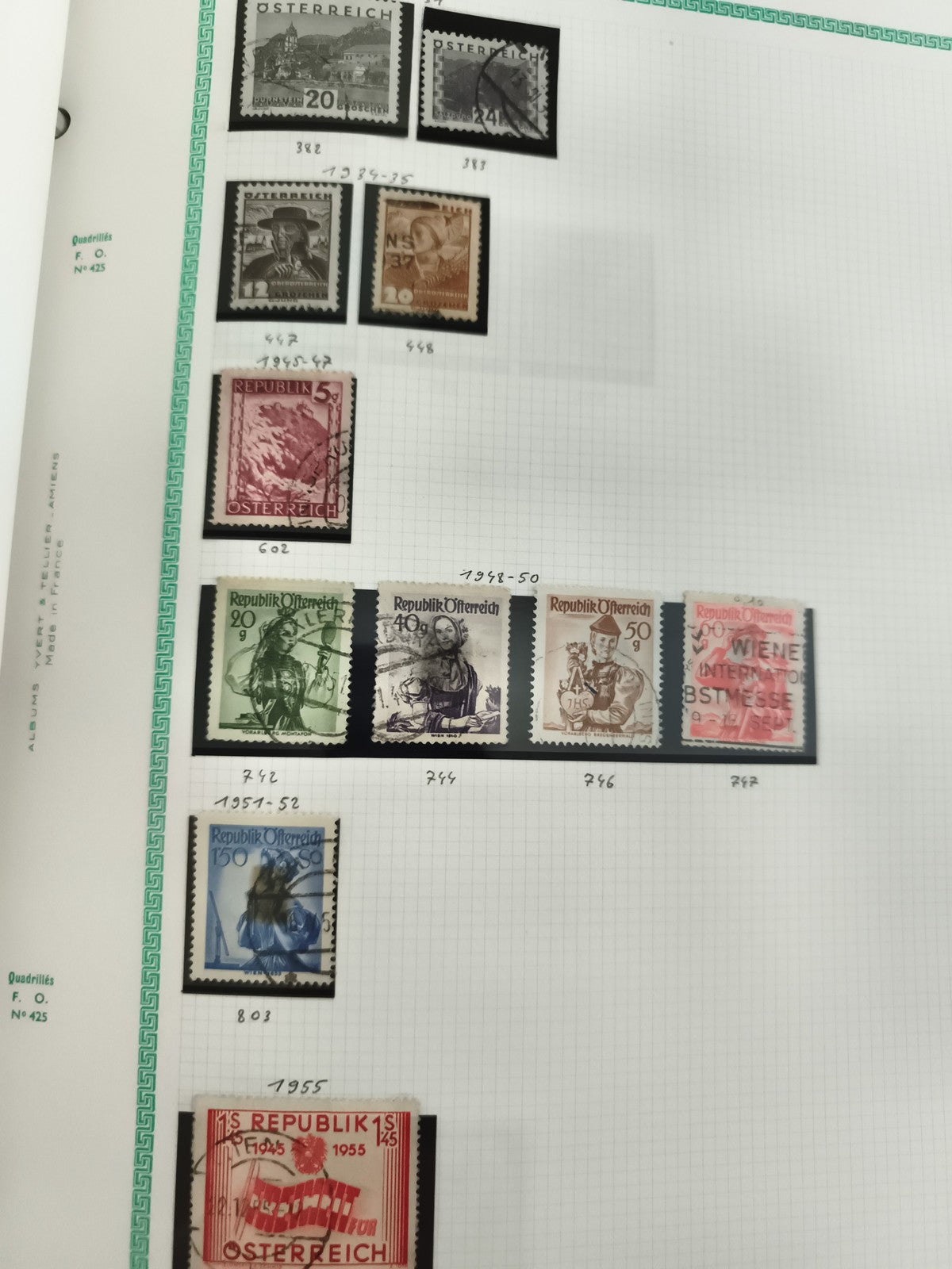 Timbres Autriche oblitérés années 1940-1950, République Österreich, lot philatél