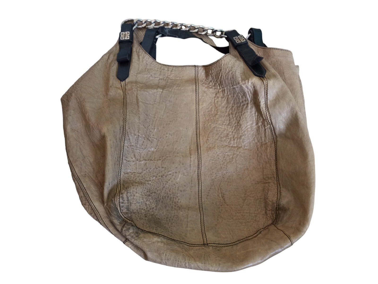 Sac à main Givenchy Paris cuir marron, anse chaîne, style élégant