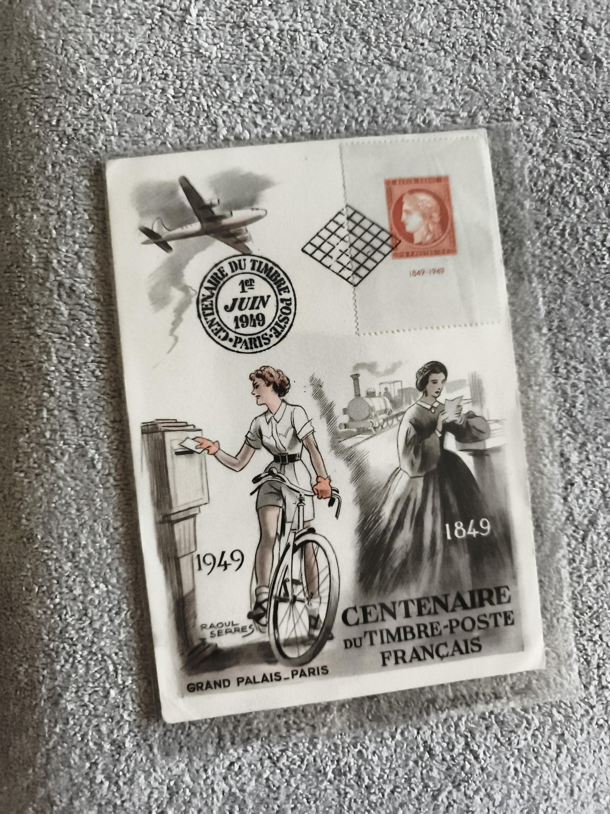 Carte philatélique Centenaire Timbre-Poste Français 1949 Grand Palais Paris