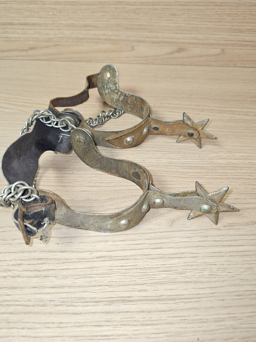 Paire d?éperons de cowboy vintage ancien, rare, marque Ancienne, USA, collection