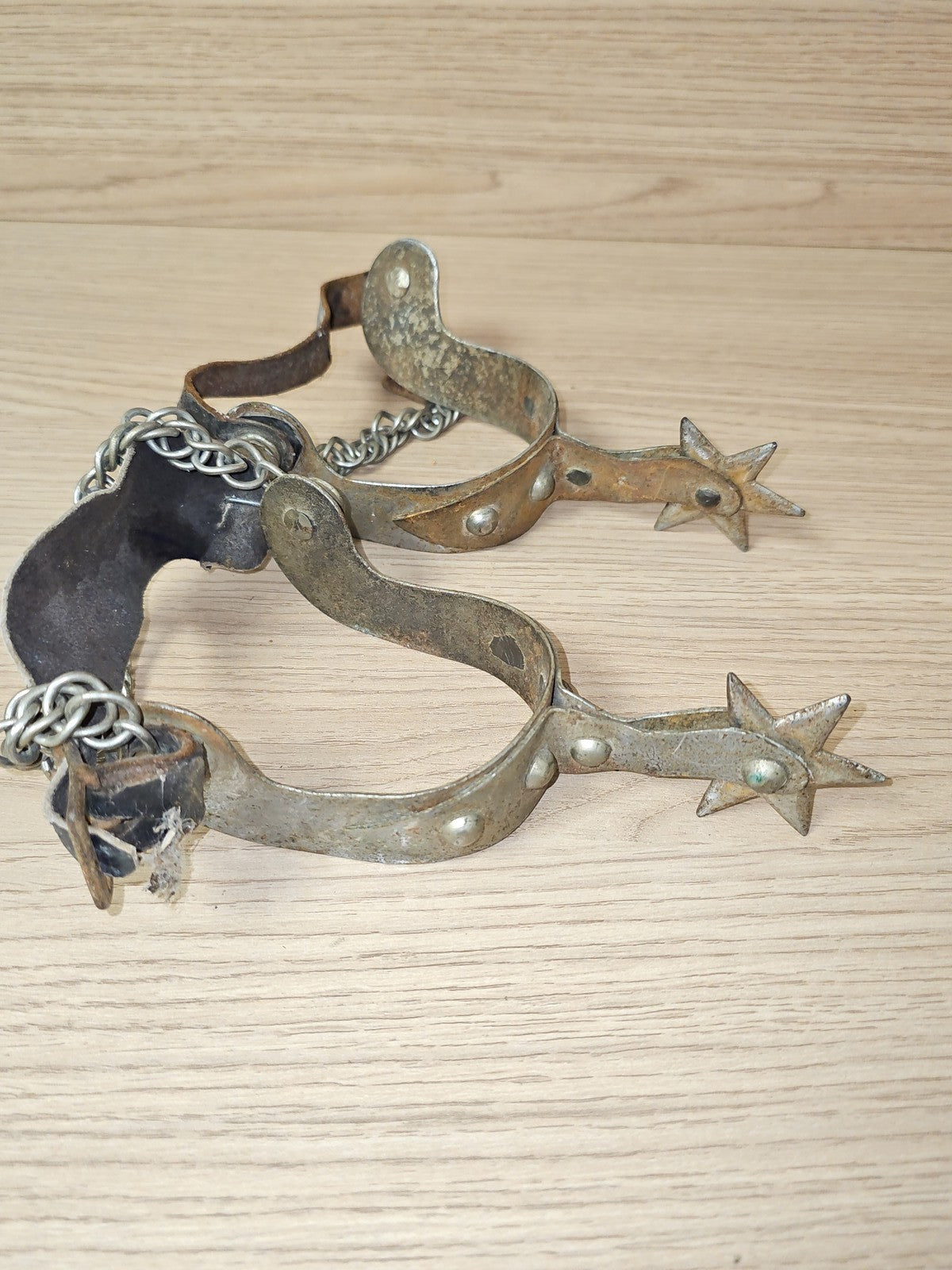 Paire d?éperons de cowboy vintage ancien, rare, marque Ancienne, USA, collection