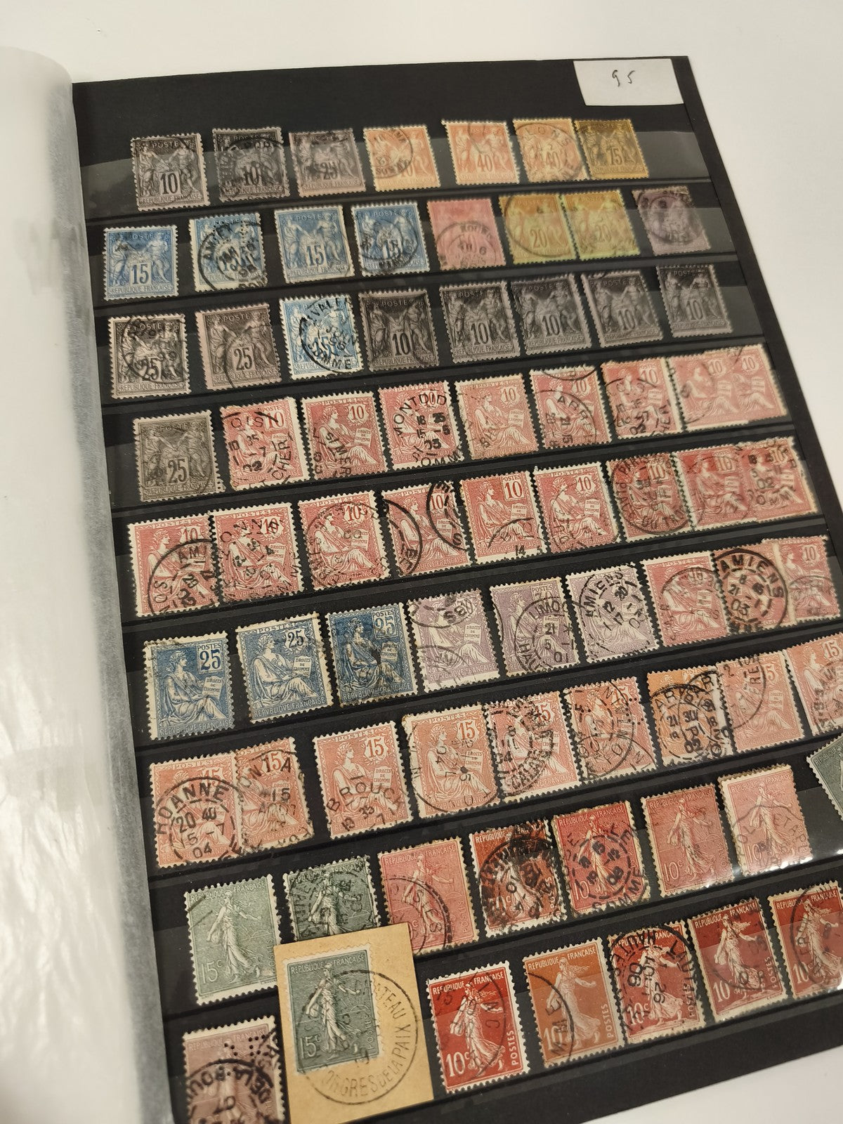 Lot de timbres anciens France oblitérés, Semeuse, Cérès, couleurs variées