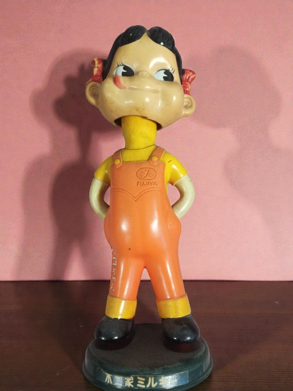 Figurine bobblehead Peko-Chan FUJIYA rétro Japon poupée décorative orange