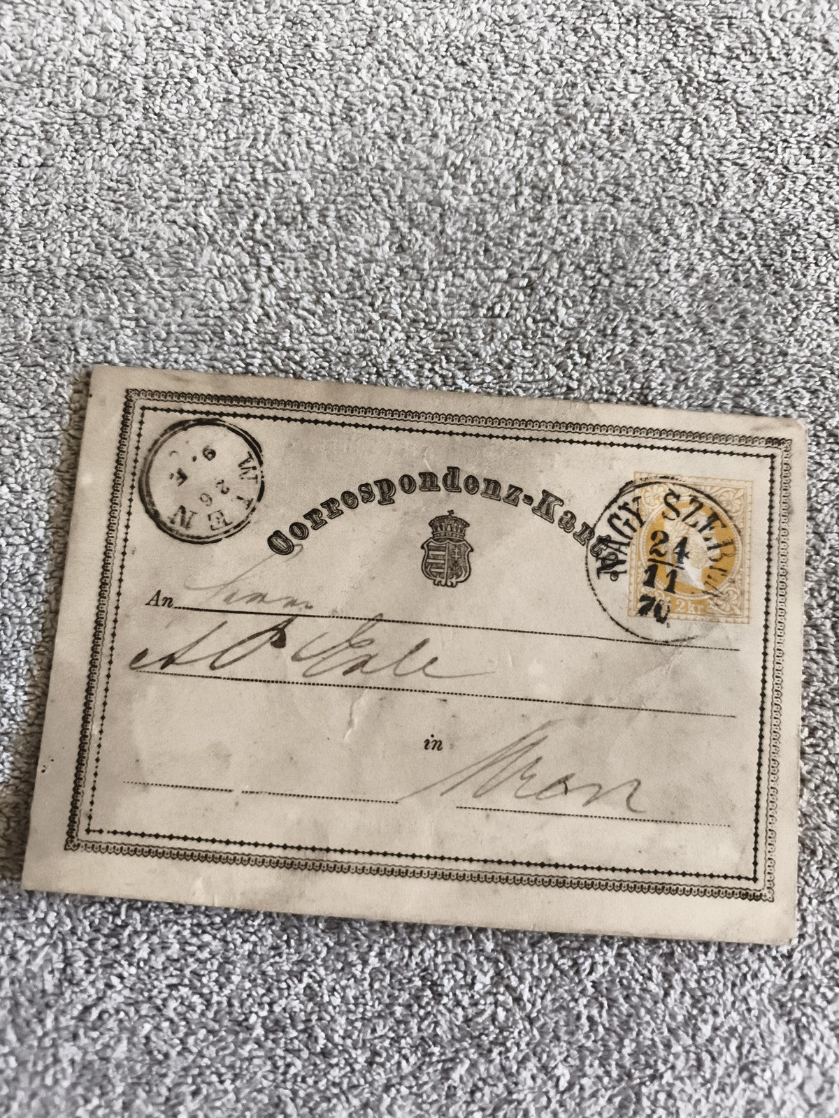 Carte postale ancienne Correspondenz-Karte autrichienne timbre 2kr oblitéré phil
