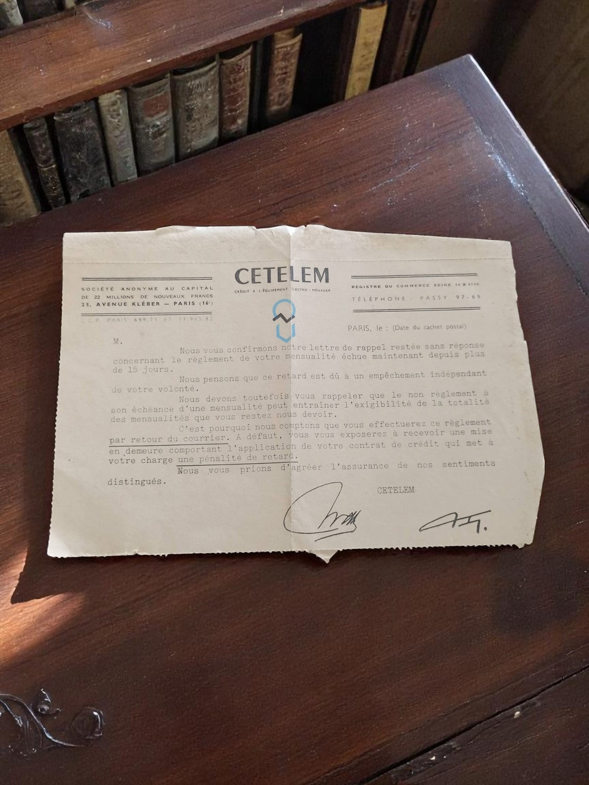 Lettre ancienne CETELEM années 60-70 crédit vintage rétro document papier