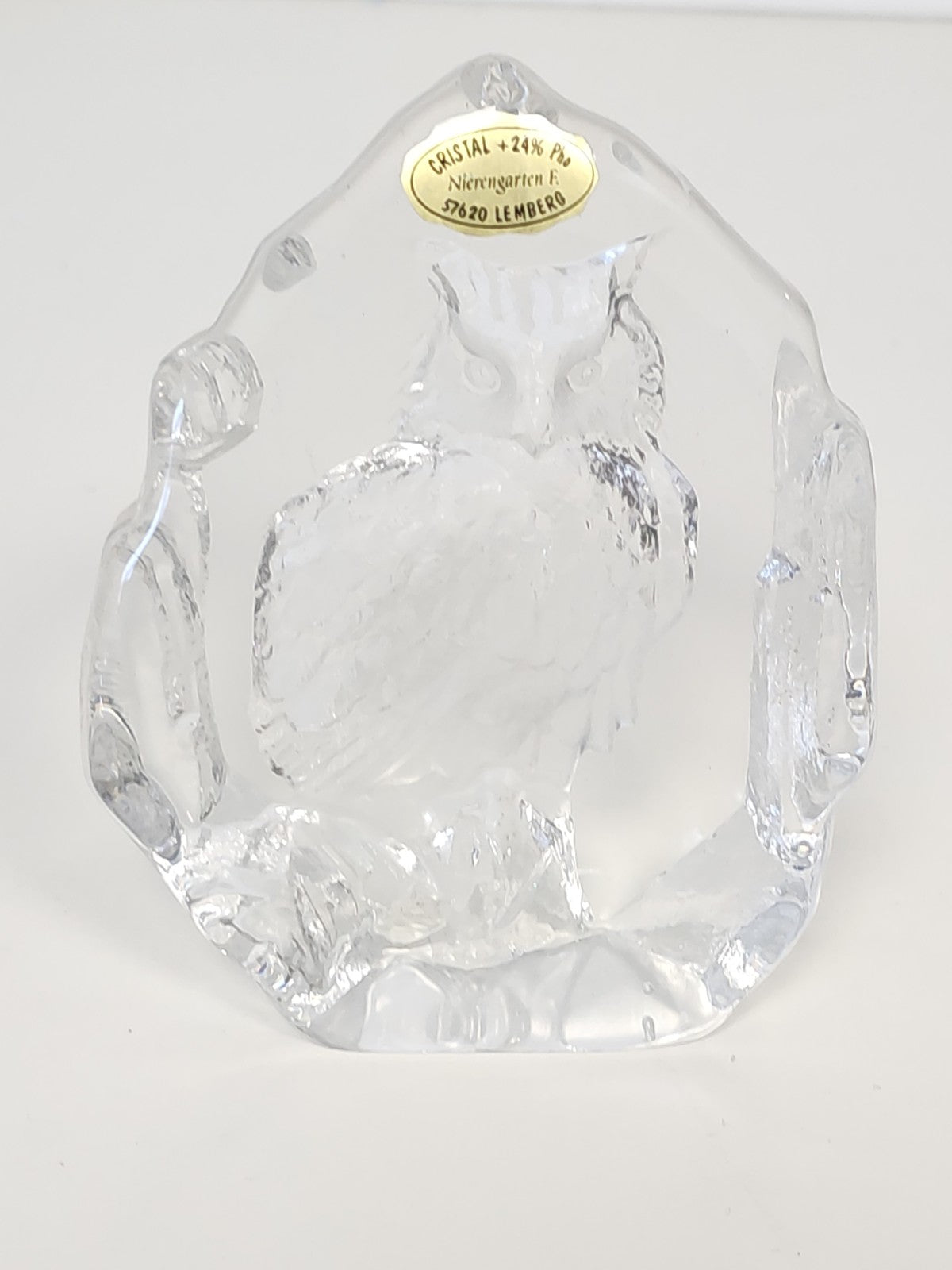Large vintage old crystal owl figurine, decorative animal collectible