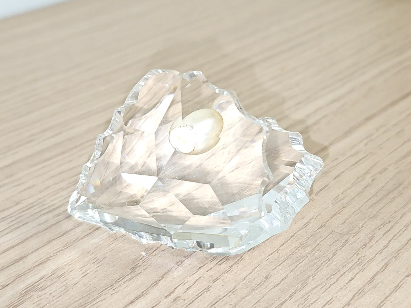Swarovski coquillage cristal transparent avec perle décorative ornement signé