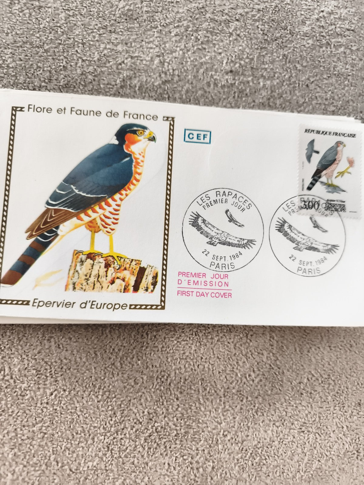 Lettre Premier Jour 1984 Epervier d’Europe CEF Flore Faune France FDC ancien