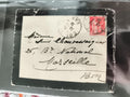 Lettre ancienne oblitérée France timbre Semeuse rouge, cachet Var, philatélie