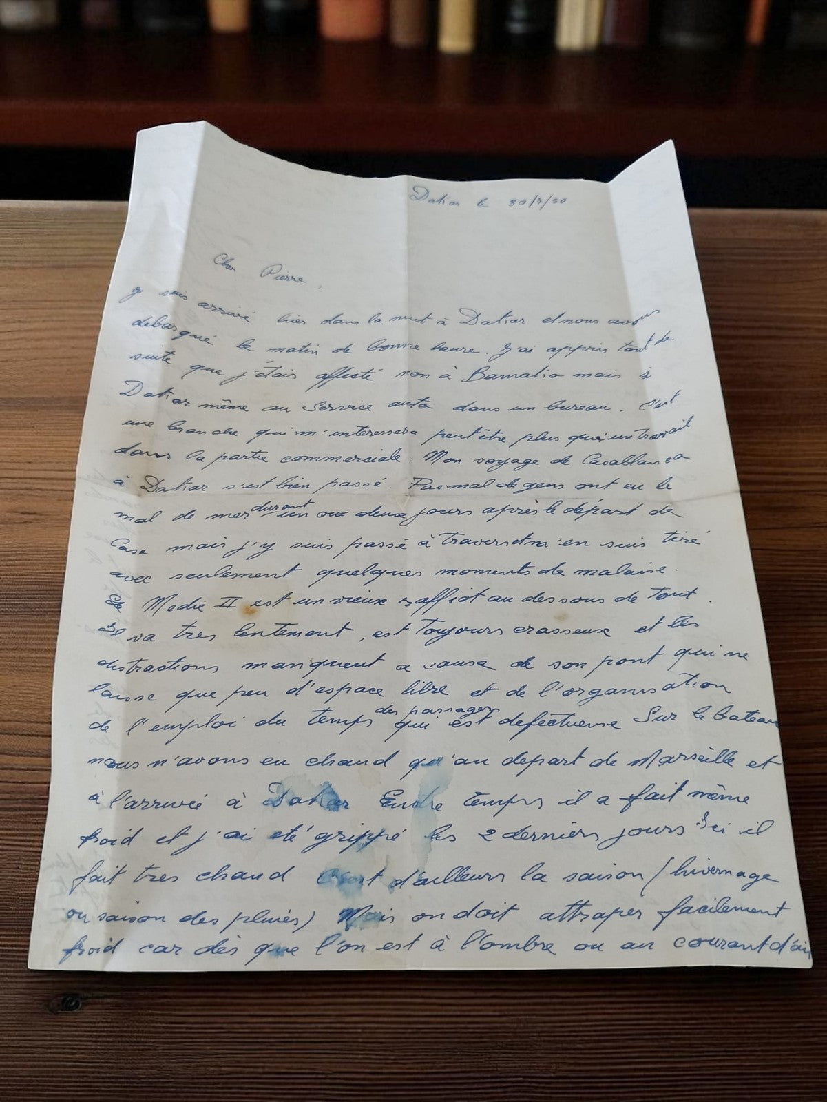 Lettre manuscrite ancienne 1950 vintage post-WW2 adressée à Pierre collection