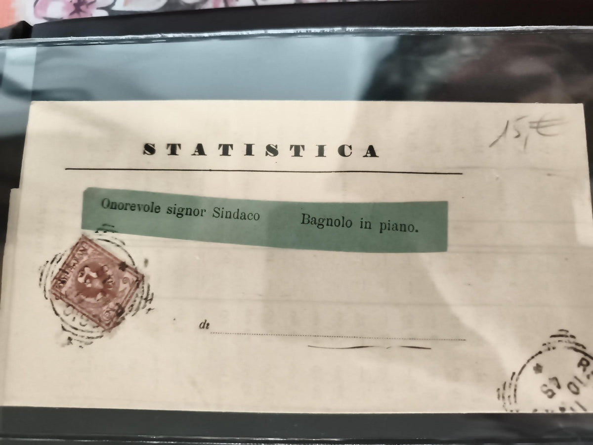 Lettre ancienne Italie affranchie timbre XIXe STATISTICA Bagnolo philatélie