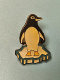 Vintage pin's pingouin sur banquise émaillé, badge ancien collection