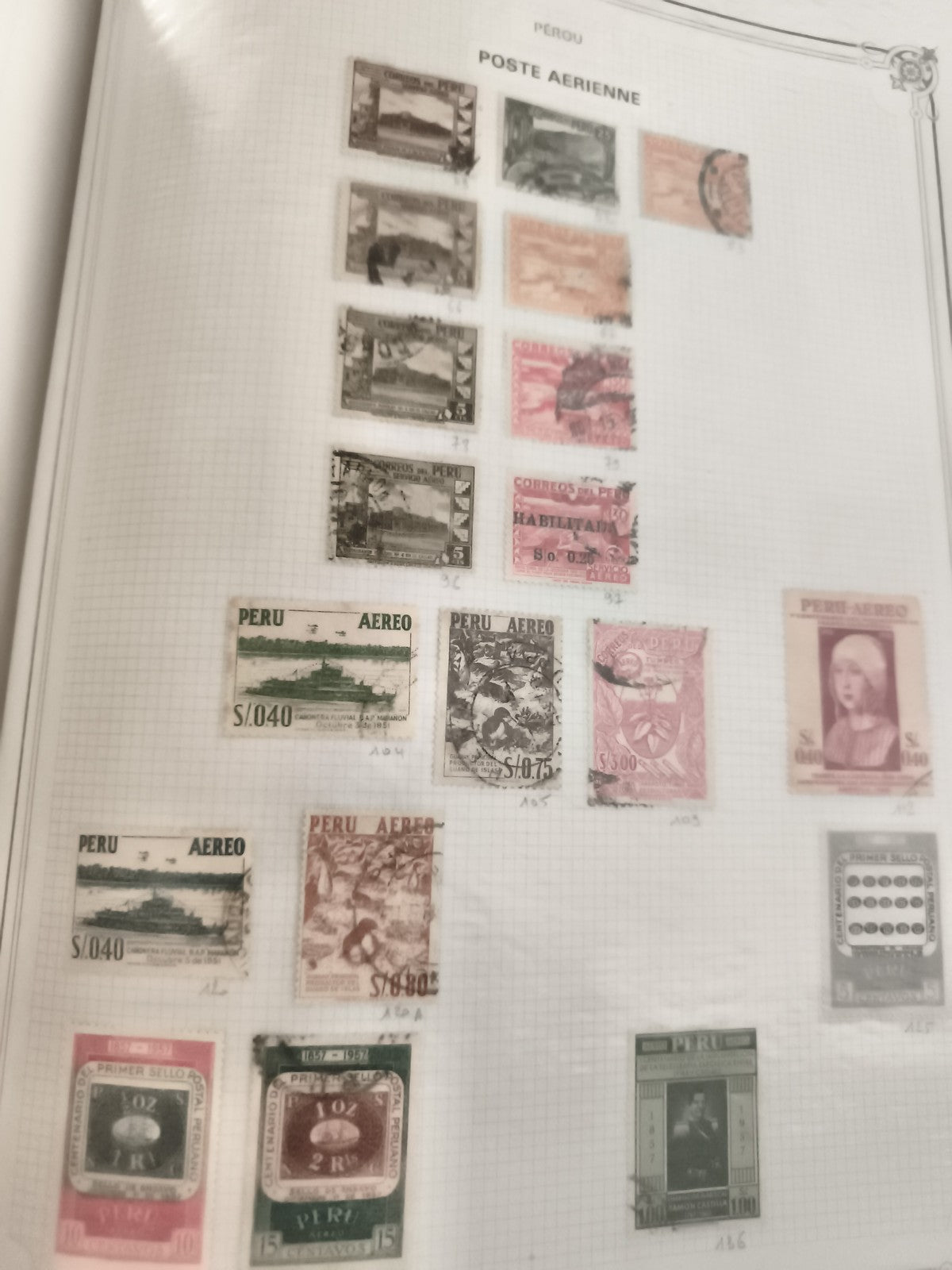 Timbres anciens Pérou poste aérienne lot oblitérés philatélie vintage