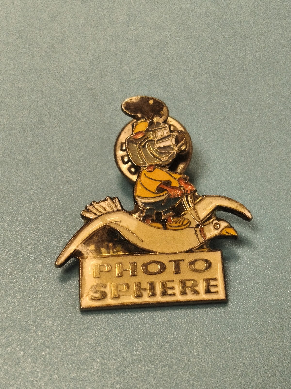 Pin's vintage Photo Sphere mascotte oiseau, collection badge ancien (Ref 15)