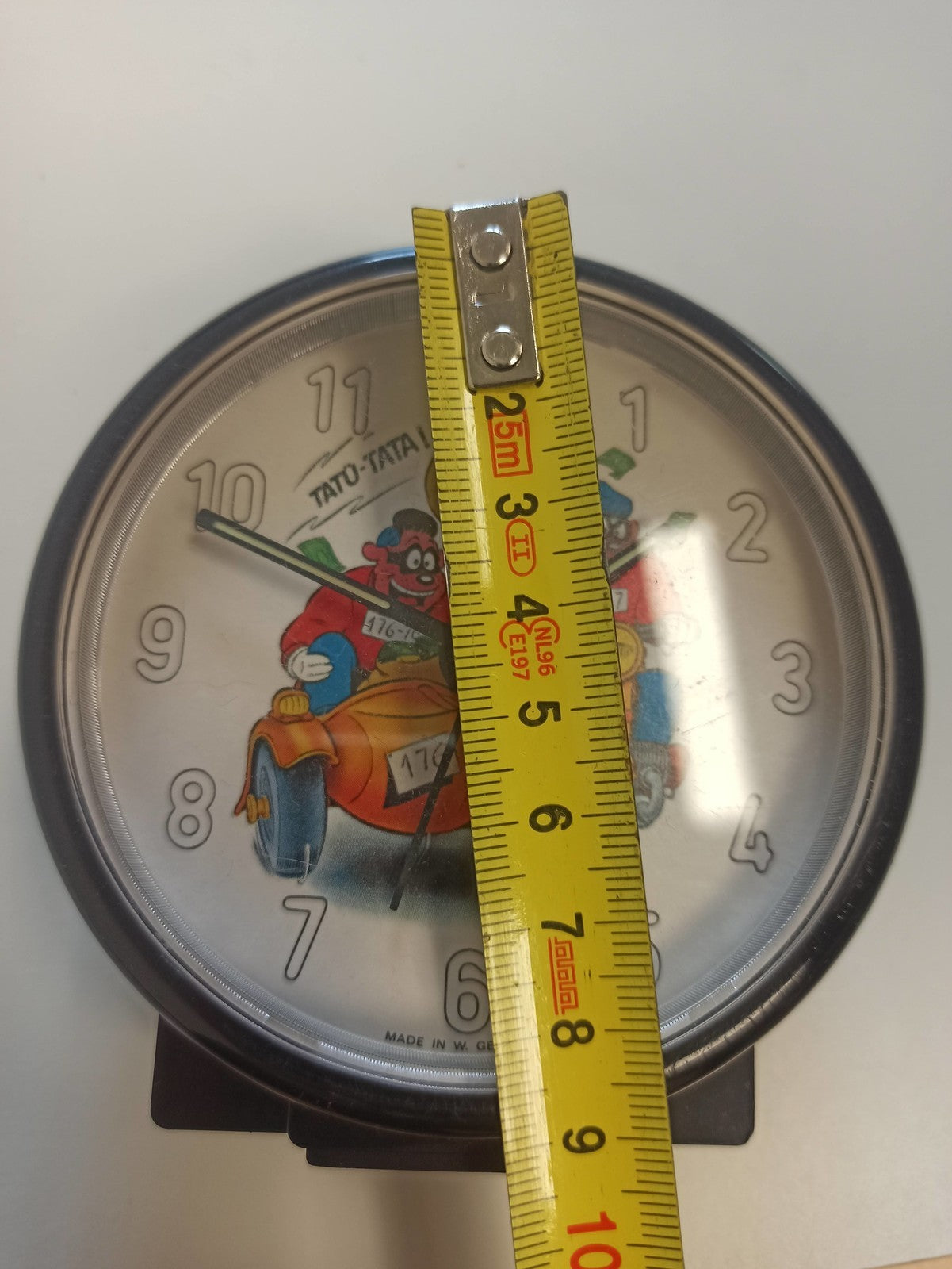Réveil vintage rétro cartoon, horloge de table Allemagne années 70