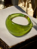 Bague vintage verre vert style Murano anneau large taille 58 rétro