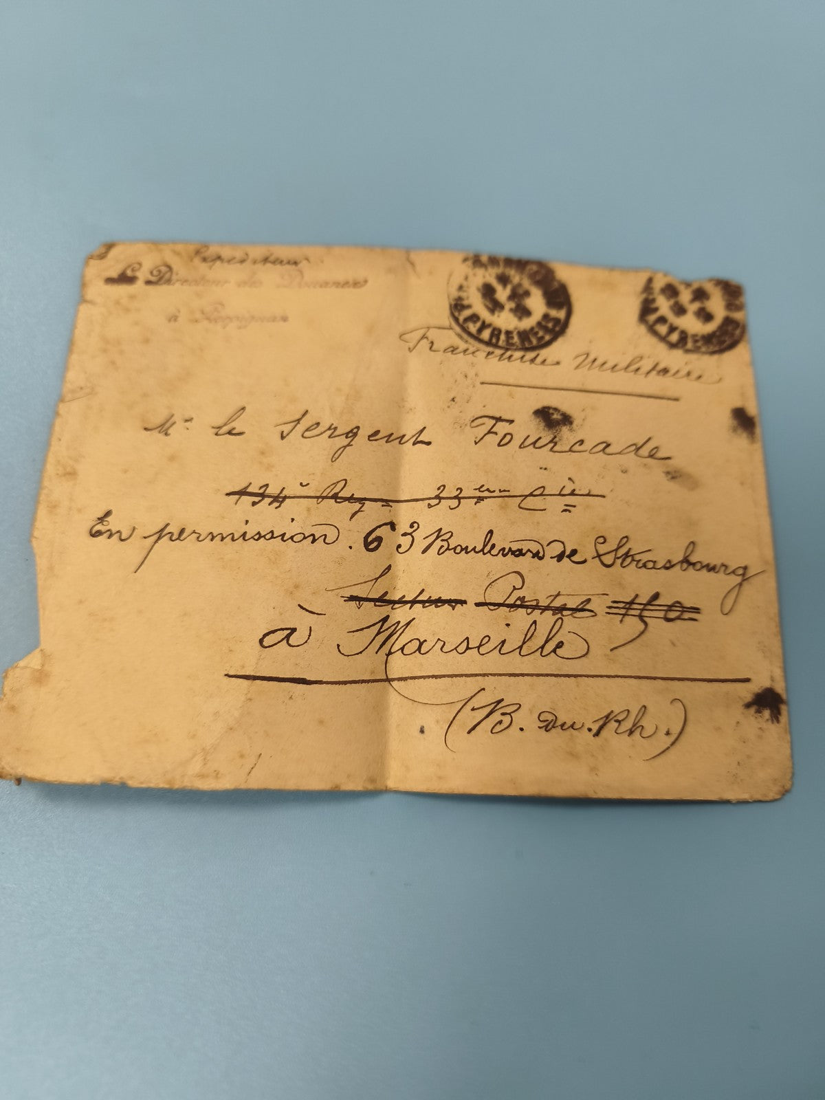 Ancienne enveloppe militaire philatélie écriture manuscrite vintage France