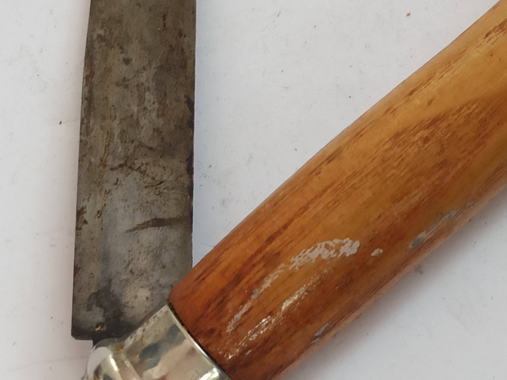 Couteau pliant OPINEL vintage bois pub publicitaire, lame acier patinée ancien