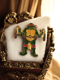 Pin's vintage Tortues Ninja TMNT années 90 émaillé vert jaune accessoire rétro