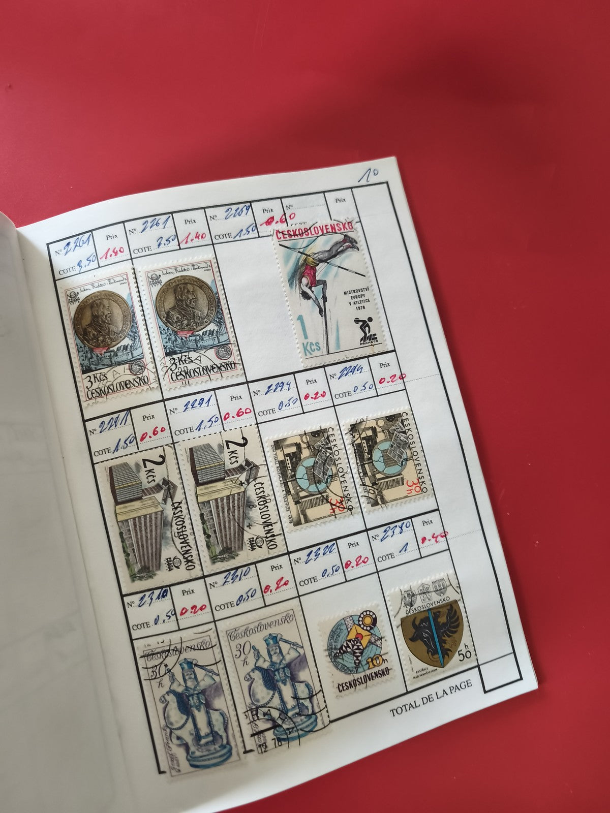 Classeur cahier timbres divers Tchécoslovaquie, pages à cases, couverture souple