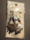 Boucles d'oreilles vintage pendantes noir deadstock, style bohème, pampilles rét
