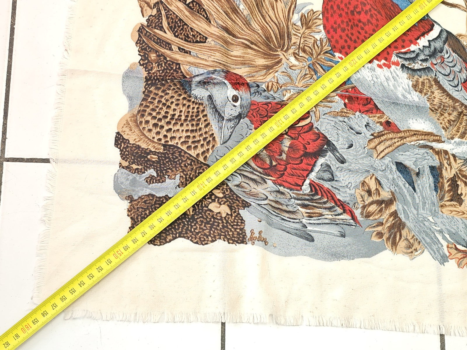 Vintage foulard ancien Ancienne, toile de lit rétro, accessoire déco collection