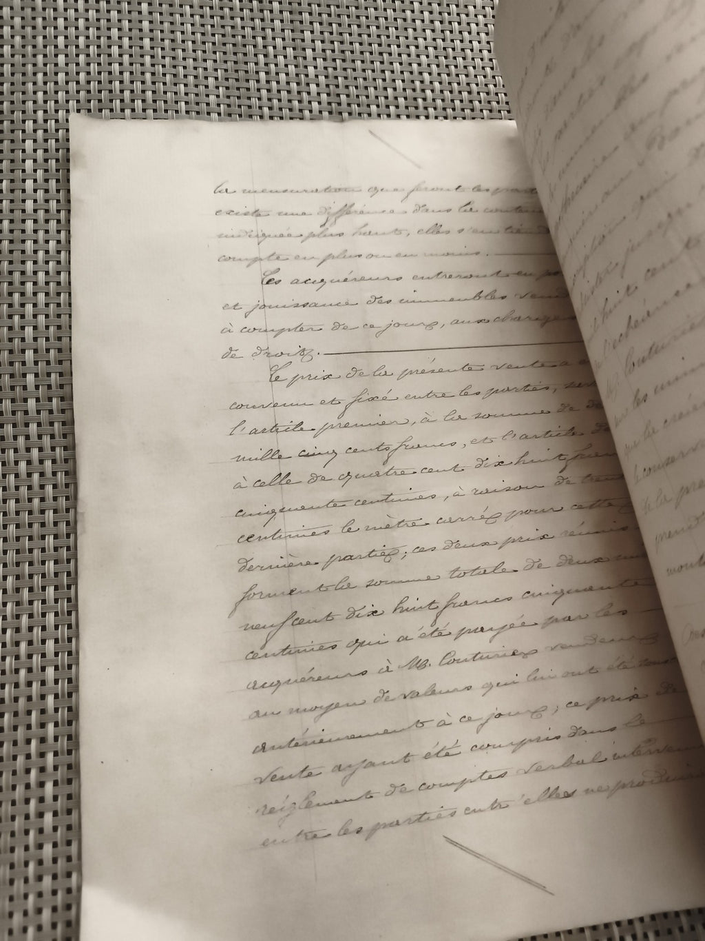 Document manuscrit ancien 1892 vente terrain, cachet, archives Lafage