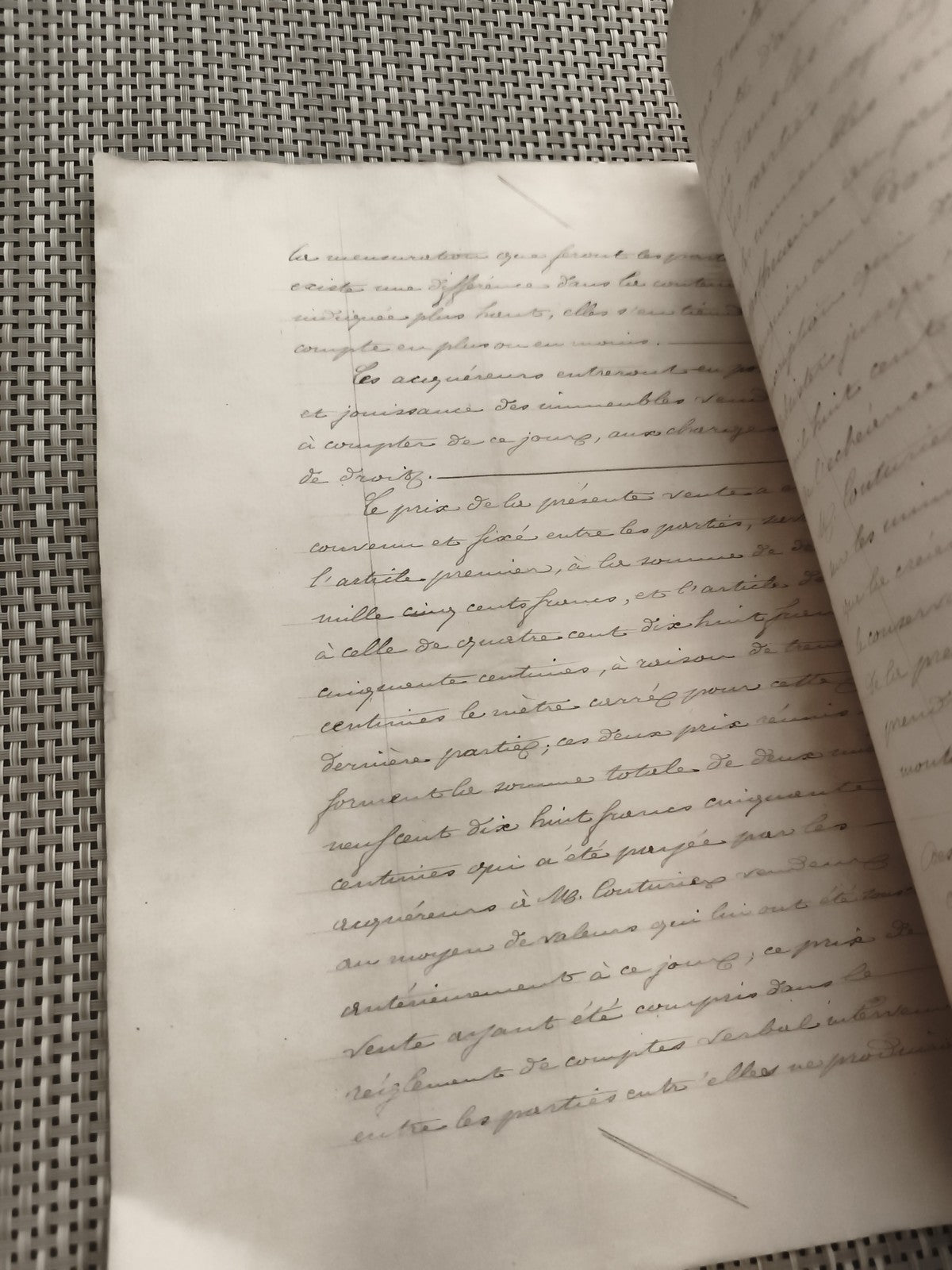Document manuscrit ancien 1892 vente terrain, cachet, archives Lafage