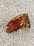 Pin's vintage Joyeuses Fêtes houx rouge vert doré badge rétro Noël (Ref 4)