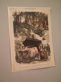 Gravure ancienne XIXe Jacquemin et la Migvarde scène rurale couleur