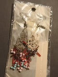Boucles d'oreilles vintage pendantes arbre filigrané perles deadstock rétro