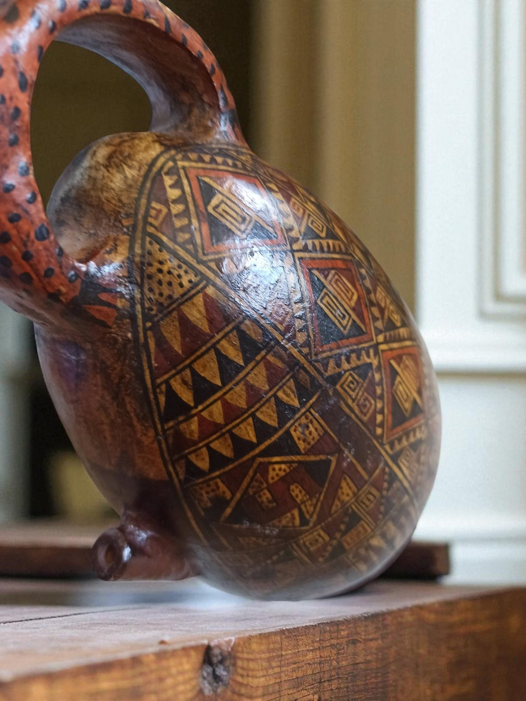 Carafe Jaguar vintage style précolombien Pérou, années 1950, fait main