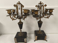 Paire chandeliers Napoléon III bronze doré marbre noir 4 feux volutes