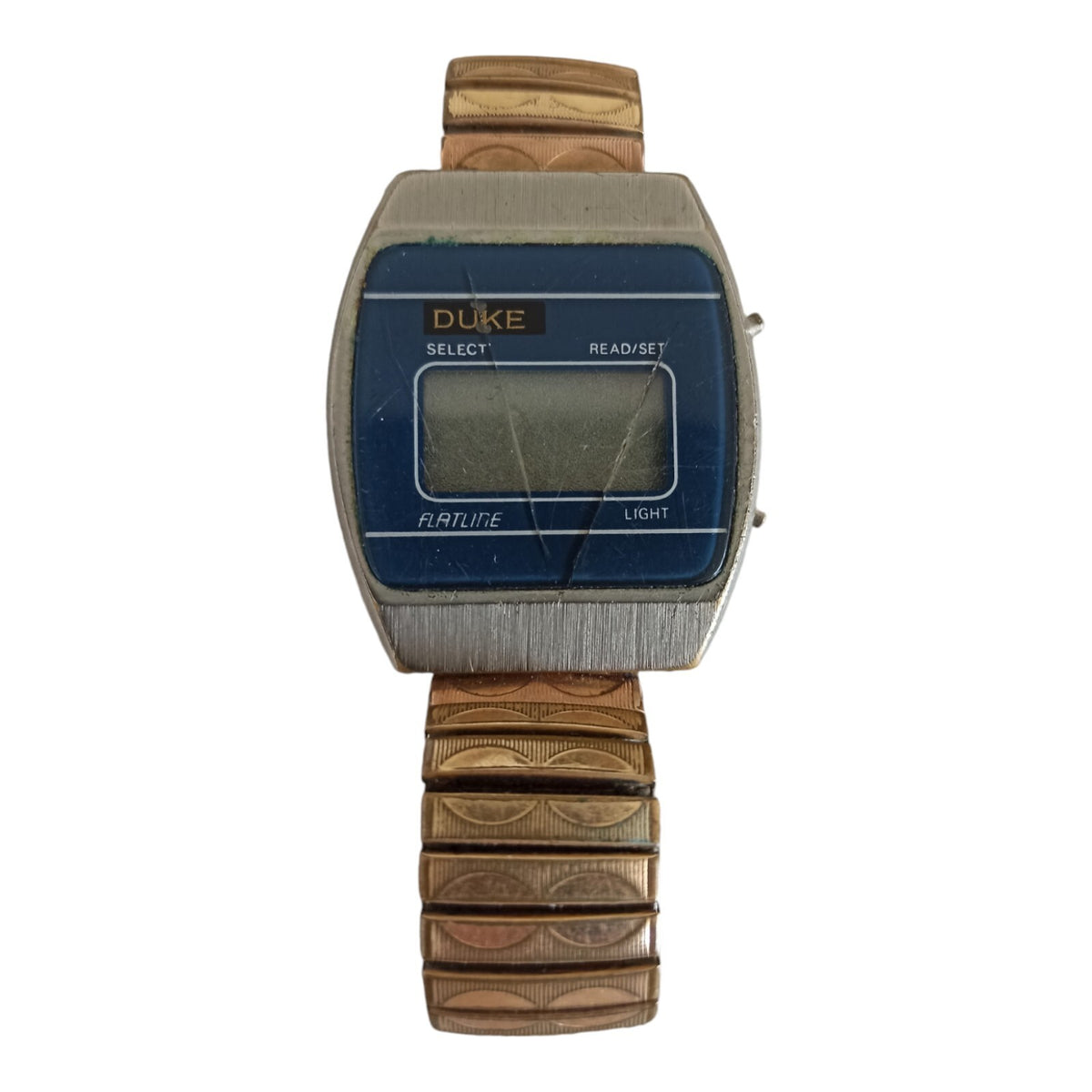 Montre digitale DUKE Flatline vintage acier bicolore rétro années 70 rare