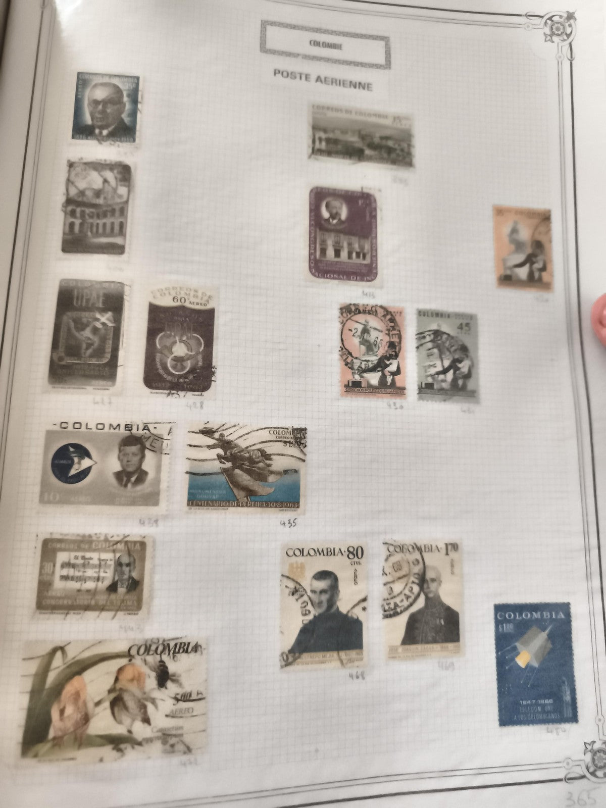 Anciens timbres poste aérienne Colombie lot vintage oblitérés philatélie
