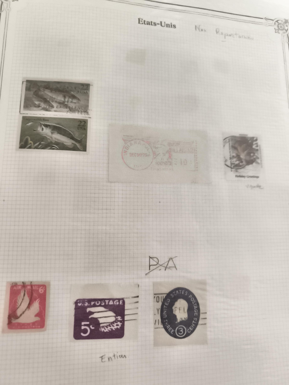 Timbres anciens États-Unis lot x7 obliterés vintage philatélie USA poste oiseau